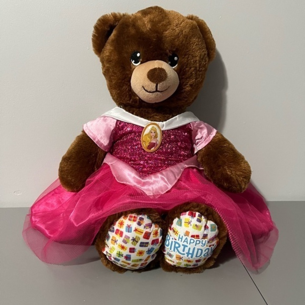Build A Bear Birthday Treat Teddy Bear With Pink Aurora Dress